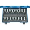 Comb. socket wrench set 1/2" T20 to T60 a. E10 toE24 17-pc.